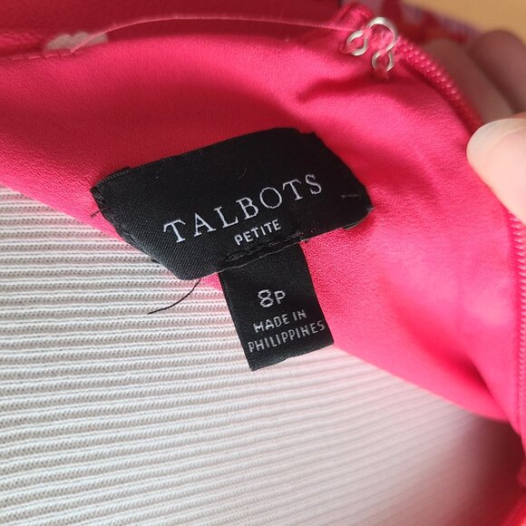 Talbots Pink Floral Chrysanthemum Belted Button Front Midi Shirt Dress 8 Petite - Picture 11 of 16